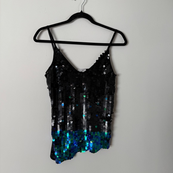 Vintage Y2K Disc Sequin Ombré Asymmetrical McBling Girlhood Core Top - Picture 4 of 17